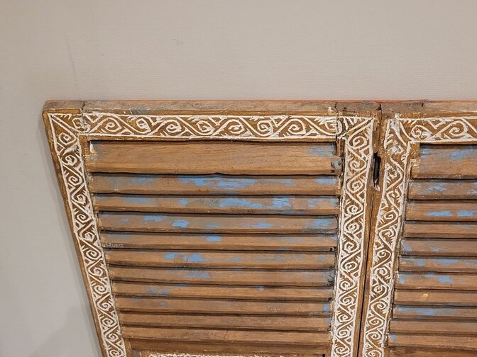 Louvre deuren met houtsnijwerk - 93x96cm