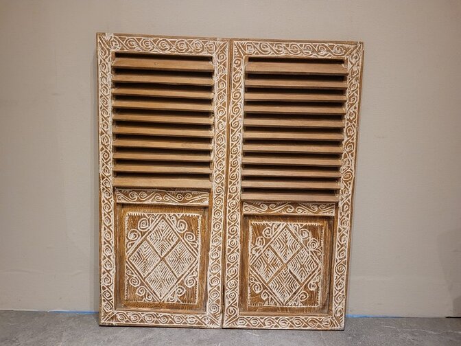 Louvre deuren met houtsnijwerk - 87x100cm