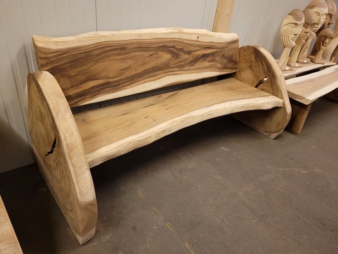 Boomstambank met rugleuning 200cm - AG2529-02