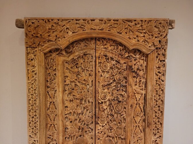 Deur met kozijn - houtsnijwerk - 103x197cm