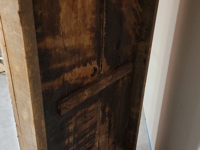 Deur met kozijn - houtsnijwerk - 103x197cm