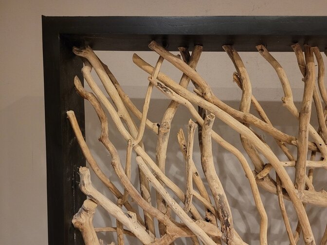 Roomdivider met  boom - 120x200cm - zwarte omlijsting