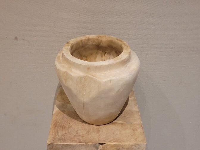 Teak wortelhout vaas - 25x25cm