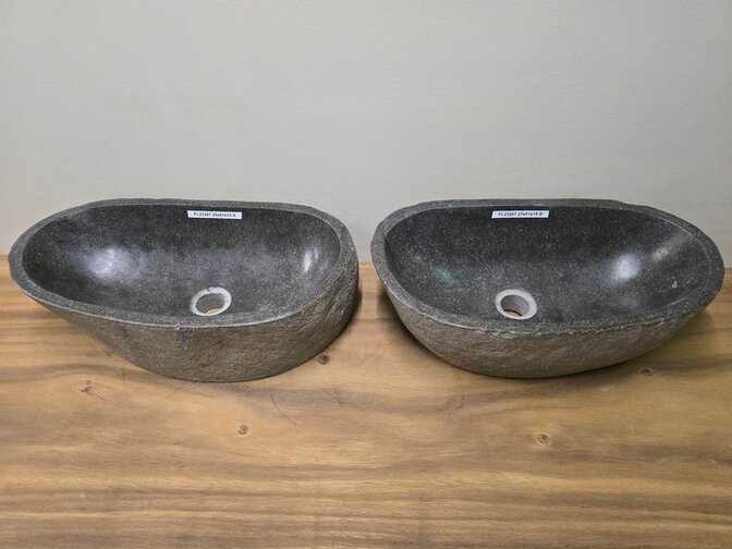 2 waskommen uit 1 steen - 51x29x15cm - FL23267