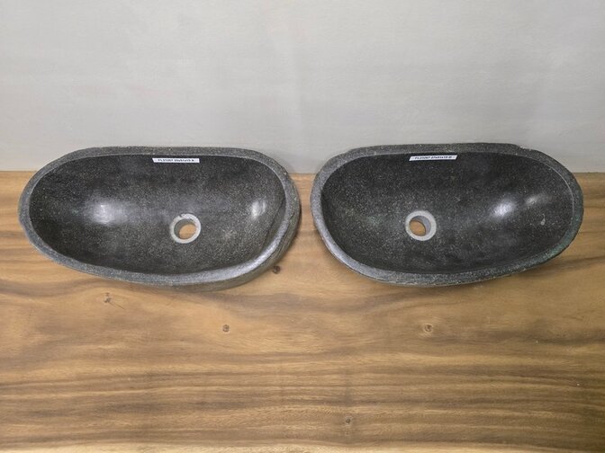 2 waskommen uit 1 steen - 51x29x15cm - FL23267