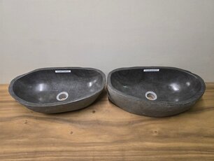 2 waskommen uit 1 steen - 51x29x15cm - FL23268