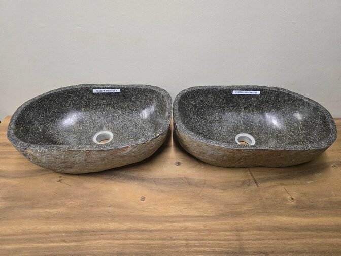 2 waskommen uit 1 steen - 47x30x15cm - FL23274