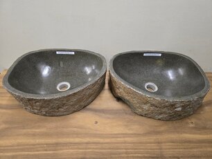 2 waskommen uit 1 steen - 43x34x15cm - FL23275