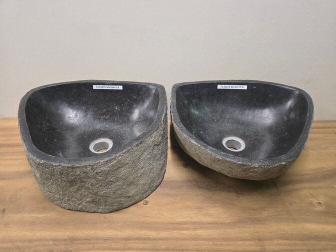 2 waskommen uit 1 steen - 41x38x15cm - FL23278