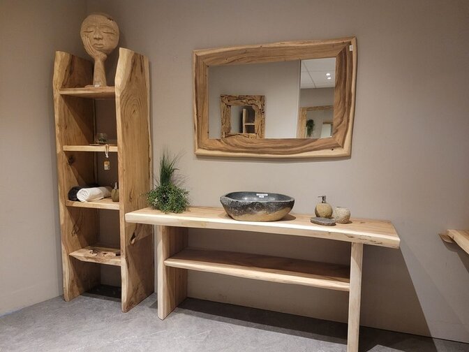 Boomstam boekenkast 60 x 200cm - Naturel