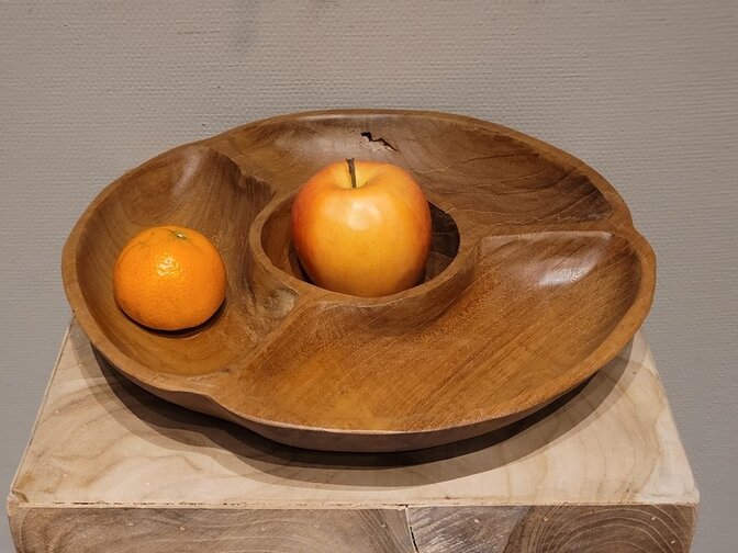 Houten schaal met  vakken  30cm