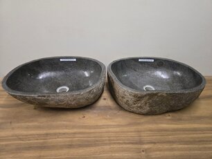 2 waskommen uit 1 steen - 49x36x15cm - FL23305