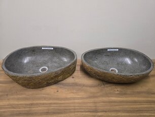2 waskommen uit 1 steen - 52x32x15cm - FL23313