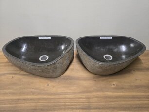 2 waskommen uit 1 steen - 48x33x15cm - FL23359