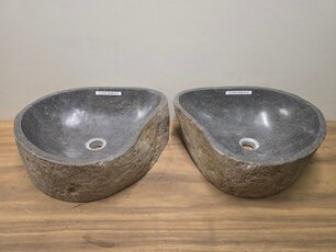 2 waskommen uit 1 steen - 46x40x15cm - FL23365