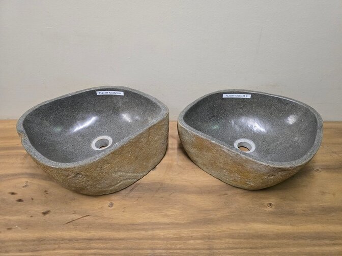 2 waskommen uit 1 steen - 42x35x15cm - FL23366