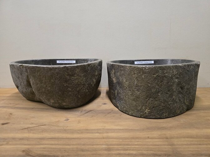 2 waskommen uit 1 steen - 37x33x15cm - FL23368