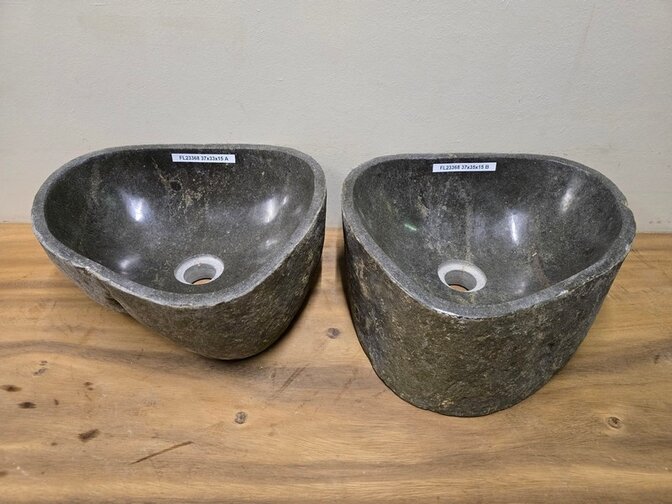 2 waskommen uit 1 steen - 37x33x15cm - FL23368