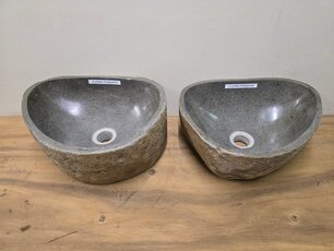 2 waskommen uit 1 steen - 37x30x15cm - FL23369