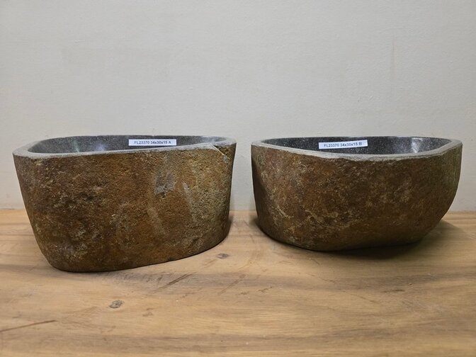 2 waskommen uit 1 steen - 34x30x15cm - FL23370