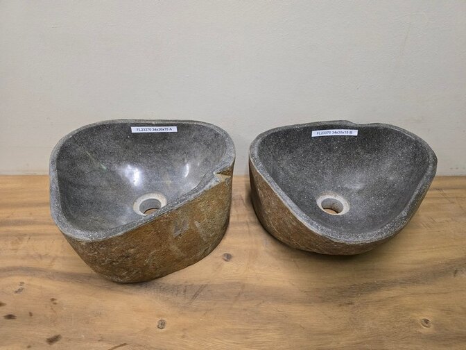 2 waskommen uit 1 steen - 34x30x15cm - FL23370
