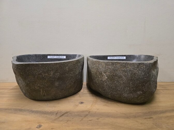 2 waskommen uit 1 steen - 31x28x15cm - FL23371