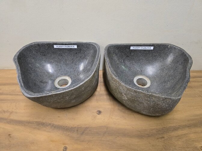 2 waskommen uit 1 steen - 31x28x15cm - FL23371