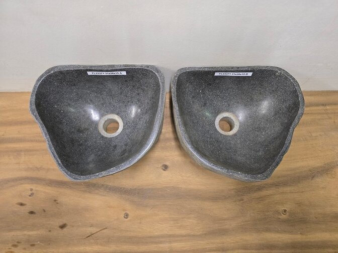 2 waskommen uit 1 steen - 31x28x15cm - FL23371