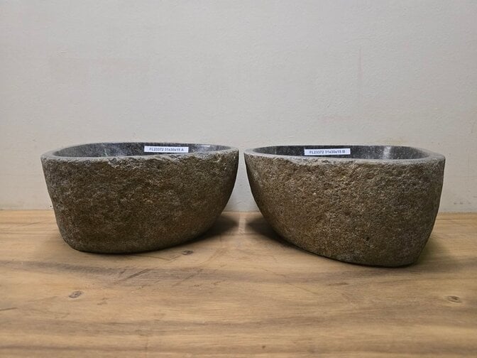 2 waskommen uit 1 steen - 31x30x15cm - FL23372