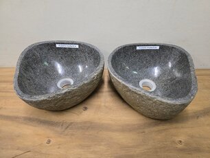 2 waskommen uit 1 steen - 31x30x15cm - FL23372
