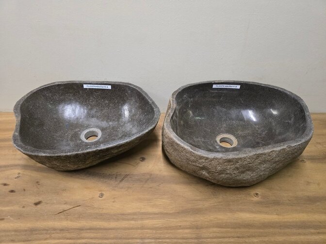 2 waskommen uit 1 steen - 43x33x15cm - FL23374