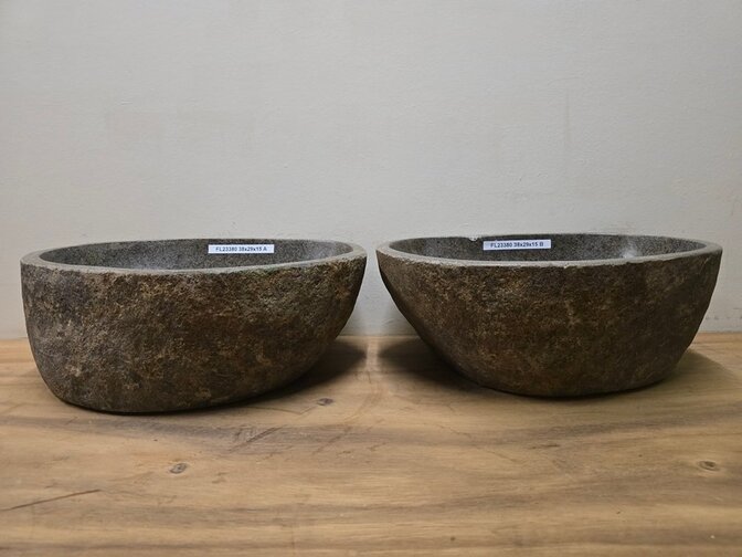 2 waskommen uit 1 steen - 38x29x15cm - FL23380