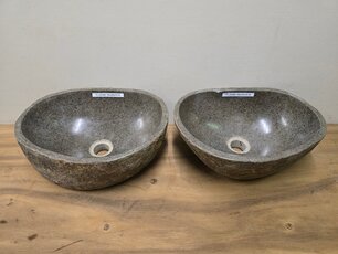 2 waskommen uit 1 steen - 38x29x15cm - FL23380