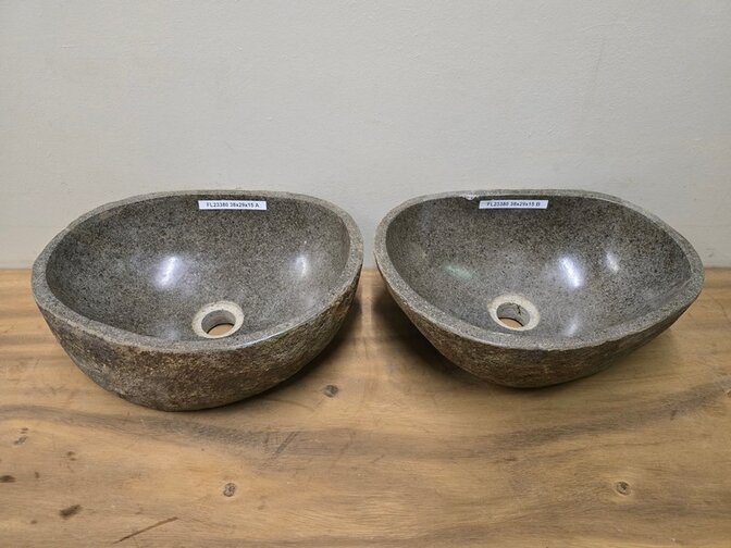 2 waskommen uit 1 steen - 38x29x15cm - FL23380