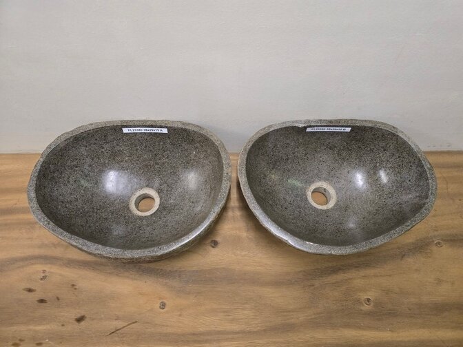 2 waskommen uit 1 steen - 38x29x15cm - FL23380