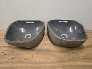 2 waskommen uit 1 steen - 35x33x15cm - FL23387