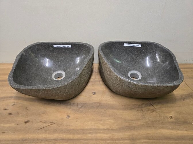 2 waskommen uit 1 steen - 35x33x15cm - FL23387