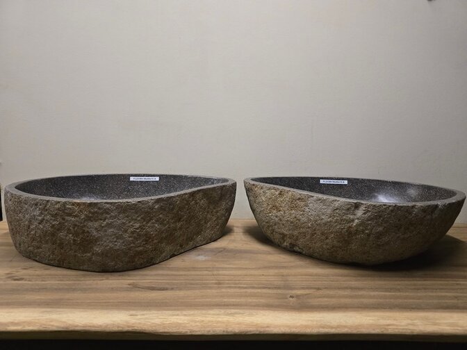 2 waskommen uit 1 steen - 58x45x15cm - FL23389