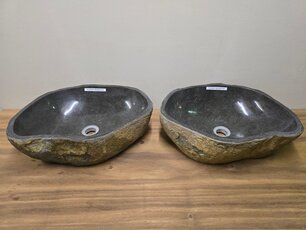 2 waskommen uit 1 steen - 49x38x15cm - FL23391