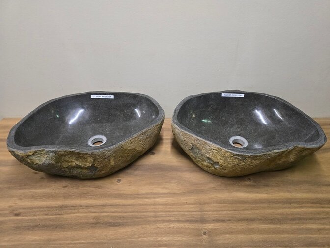 2 waskommen uit 1 steen - 49x38x15cm - FL23391