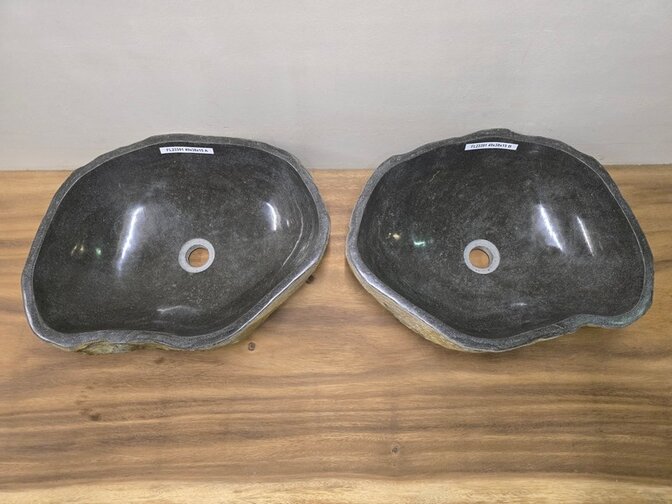 2 waskommen uit 1 steen - 49x38x15cm - FL23391