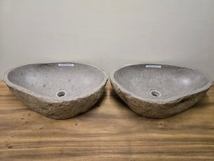 2 waskommen uit 1 steen - 56x35x15cm - FL23397