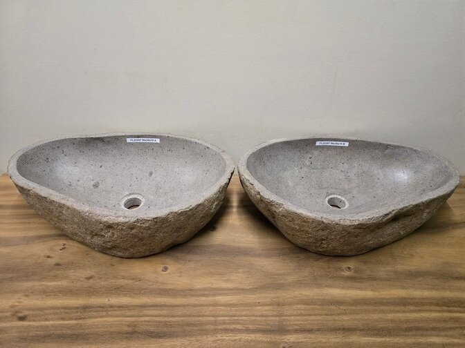 2 waskommen uit 1 steen - 56x35x15cm - FL23397