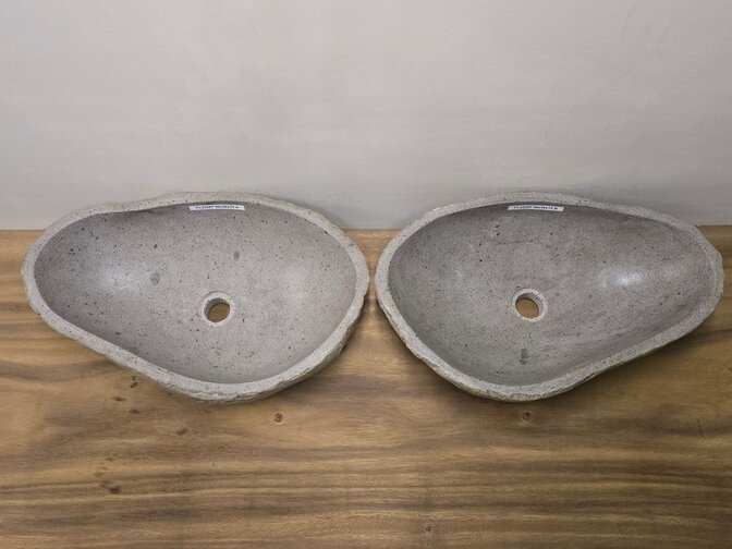 2 waskommen uit 1 steen - 56x35x15cm - FL23397