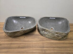 2 waskommen uit 1 steen - 48x39x15cm - FL23399