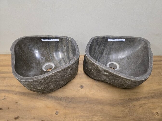 2 waskommen uit 1 steen - 33x30x15cm - FL23375