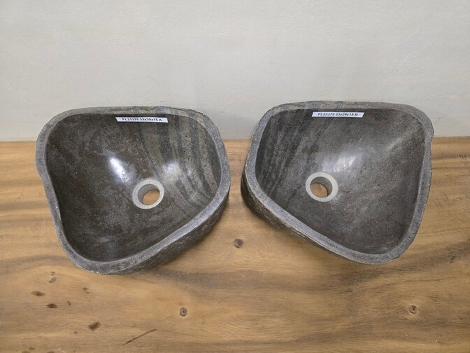 2 waskommen uit 1 steen - 33x30x15cm - FL23375