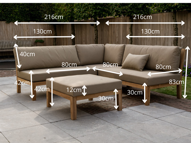 4 persoons teak lounge hoekbank New Ibiza