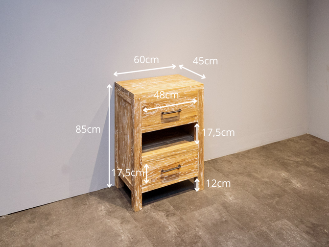 Badkamermeubel hout 60x42x85cm - White wash