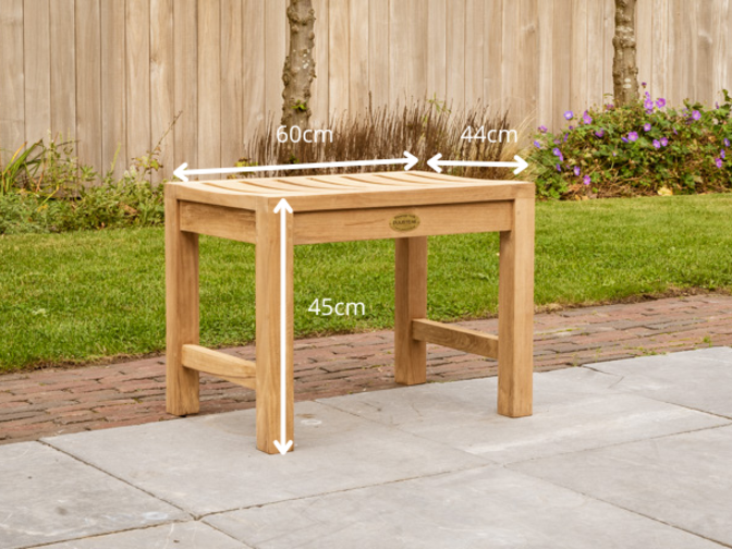 Teak tuinbank Bergamo 60cm zonder rugleuning